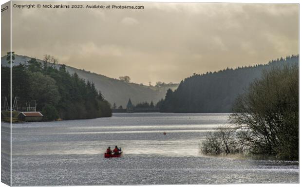 Two Canoists on the Ponsticill Reservoir  Canvas Print by Nick Jenkins