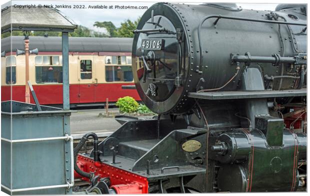 Steam Engine 43106 at Kidderminster Station Canvas Print by Nick Jenkins