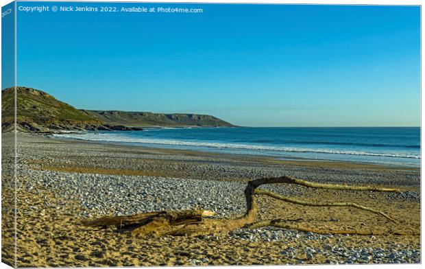 Horton Beach on the Gower Peninsula South Wales Canvas Print by Nick Jenkins