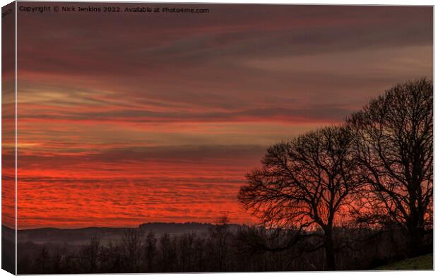 Vale of Glamorgan Sunset Looking West  Canvas Print by Nick Jenkins