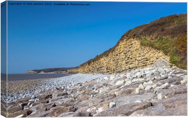 Looking West from Llantwit Major Beach  Canvas Print by Nick Jenkins