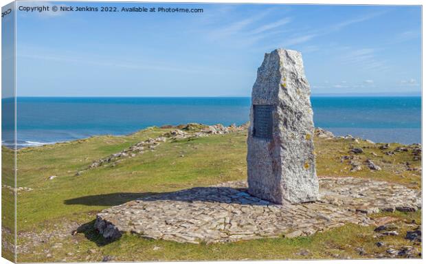 Memorial Stone to Gower Society Members Port Eynon Canvas Print by Nick Jenkins