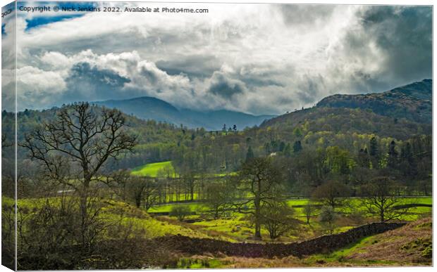 View from above Elterwater Lake District Canvas Print by Nick Jenkins