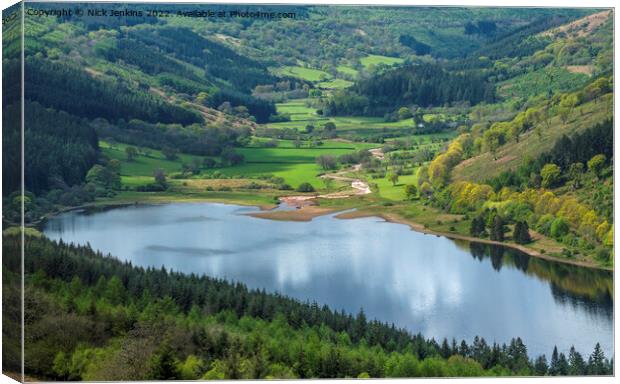 Looking down on Talybont Valley Brecon Beacons  Canvas Print by Nick Jenkins