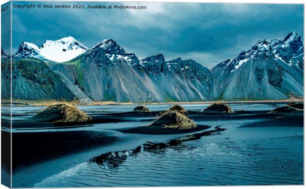 Vestrahorn Mountains Hofn  Iceland  Canvas Print by Nick Jenkins