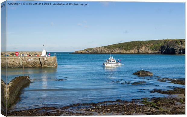 Boat Cemaes Bay Harbour Anglesey Canvas Print by Nick Jenkins