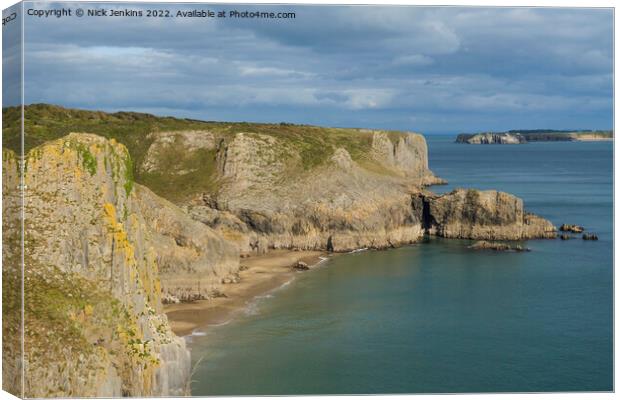 Skrinkle Haven Beach and Cliffs Pembrokeshire Canvas Print by Nick Jenkins