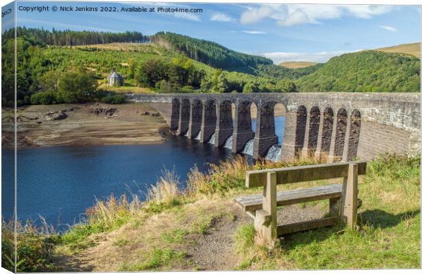 Garreg Ddu Dam and a Scarcity of Water Mid Wales Canvas Print by Nick Jenkins