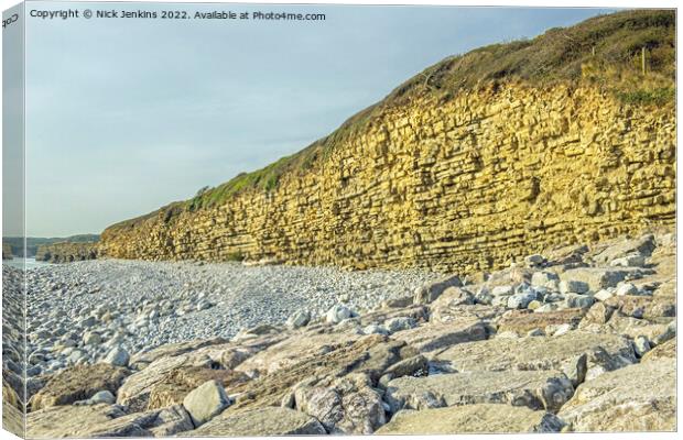 Llantwit Major Beach and Cliffs Glamorgan Coast Canvas Print by Nick Jenkins
