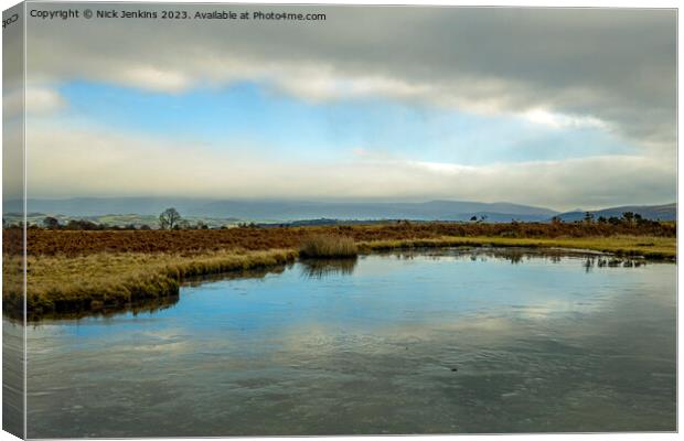 Large Pond on Mynydd Illtyd Common Brecon Beacons Winter Canvas Print by Nick Jenkins