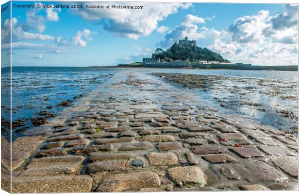 Roadway out to St Michaels Mount  Canvas Print by Nick Jenkins