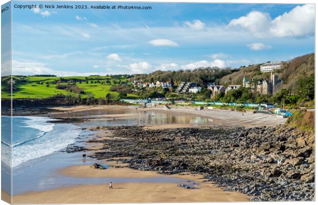 Langland Bay Gower in February Canvas Print by Nick Jenkins