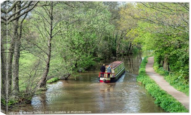 A Narrowboat on the Brecon Monmouth Canal  Canvas Print by Nick Jenkins
