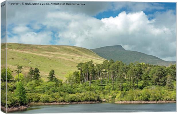 Pen y Fan and Reservoir Brecon Beacons in May  Canvas Print by Nick Jenkins