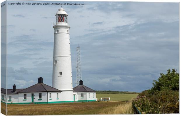 Nash Point Lighthouse along from Nash Point Beach  Canvas Print by Nick Jenkins