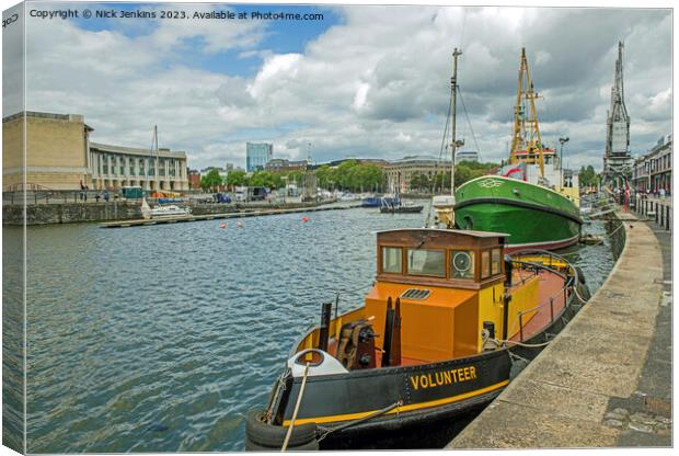 Bristol Floating Harbour and Moored Boats Volunteer and Bee  Canvas Print by Nick Jenkins
