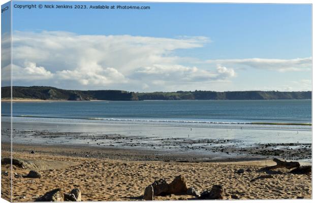 Gower Beach at Oxwich Bay in October  Canvas Print by Nick Jenkins