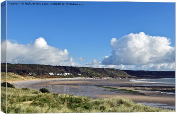 Horton Beach on the Gower Peninsula South Wales  Canvas Print by Nick Jenkins