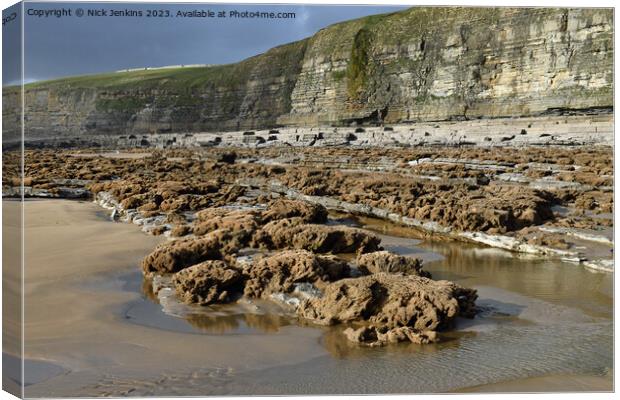Dunraven Bay facing west on the Glamorgan Heritage Coast  Canvas Print by Nick Jenkins