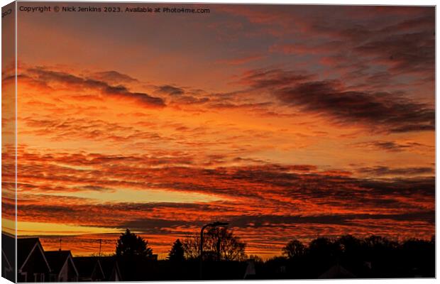 An amazing sky over Cardiff last December  Canvas Print by Nick Jenkins
