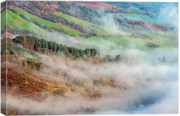 Mist in the Talybont Valley Brecon Beacons  Canvas Print by Nick Jenkins