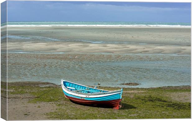 Boat on the Parrog Sands Pembrokeshire Coast  Canvas Print by Nick Jenkins