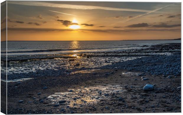 Sunset at Cwm Nash Beach Glamorgan Heritage Coast  Canvas Print by Nick Jenkins
