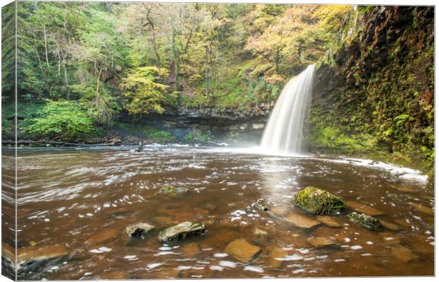 Sgwd Gwladys Waterfall in the Vale of Neath Wales Canvas Print by Nick Jenkins