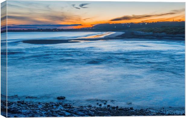 Sunset over Ogmore by Sea Estuary Glamorgan Coast Canvas Print by Nick Jenkins