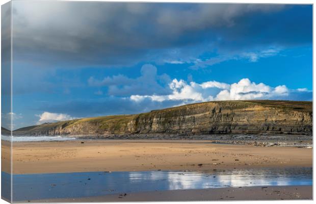 Dunraven Bay Southerndown South Wales Reflections  Canvas Print by Nick Jenkins