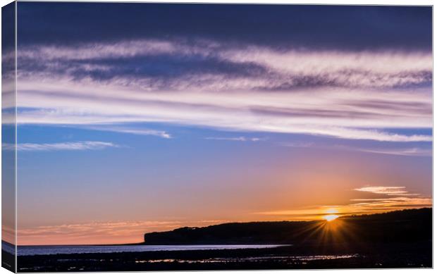 Sunset from Llantwit Major Beach Glamorgan Coast Canvas Print by Nick Jenkins