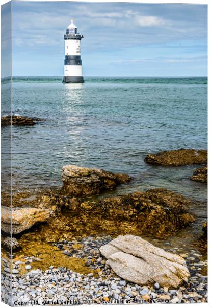 Penmon or Tewyn Du Lighthouse Anglesey North Wales Canvas Print by Nick Jenkins