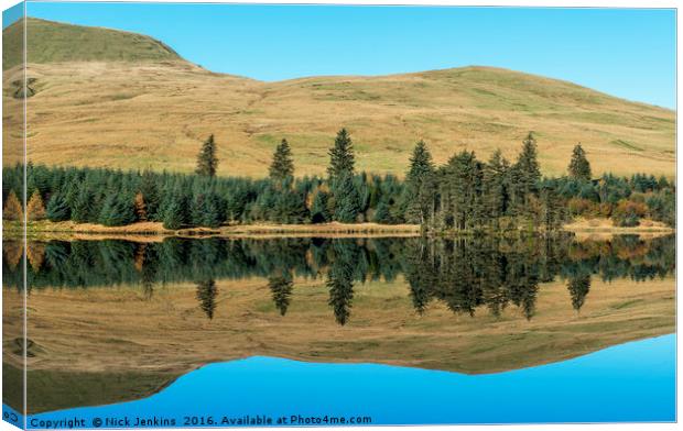 Beacons Reservoir Reflections Brecon Beacons  Canvas Print by Nick Jenkins