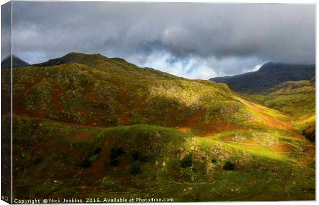 Top of the Nant Ffrancon Pass, Snowdonia Canvas Print by Nick Jenkins