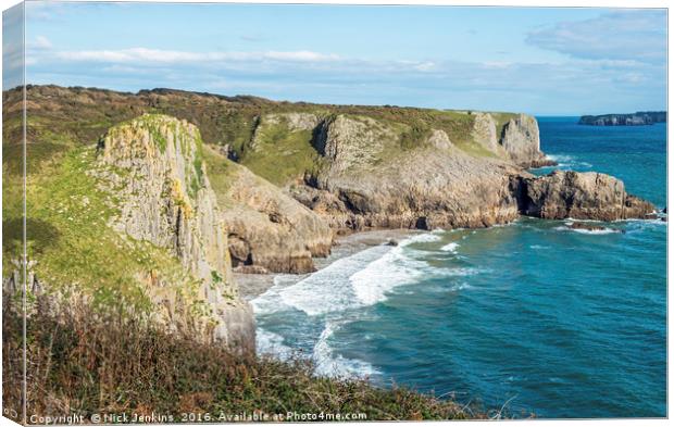 The Cliffs at Skrinkle Haven South Pembrokeshire Canvas Print by Nick Jenkins