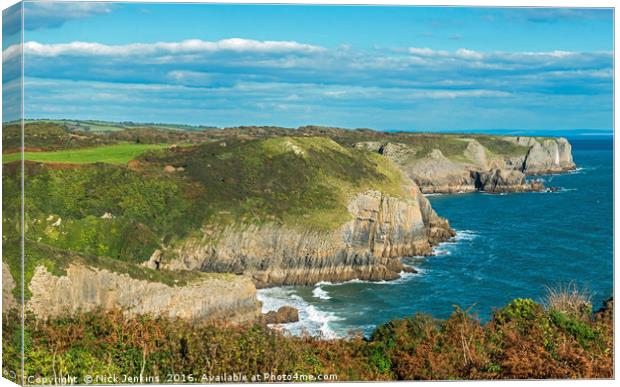 Sea Cliffs Skrinkle Haven Pembrokeshire West Wales Canvas Print by Nick Jenkins