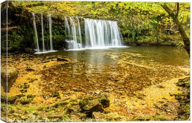 Upper Ddwli Waterfall  Autumn in the Vale of Neath Canvas Print by Nick Jenkins