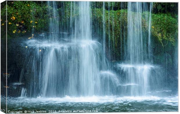 Close Up of Upper Ddwli Falls Vale of Neath Canvas Print by Nick Jenkins