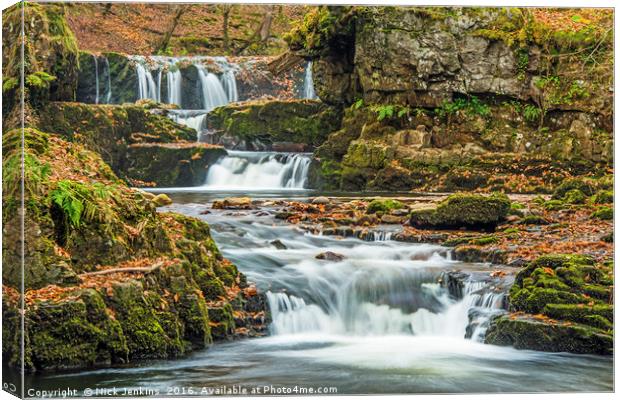Below the Horseshoe Falls Vale of Neath Waterfalls Canvas Print by Nick Jenkins