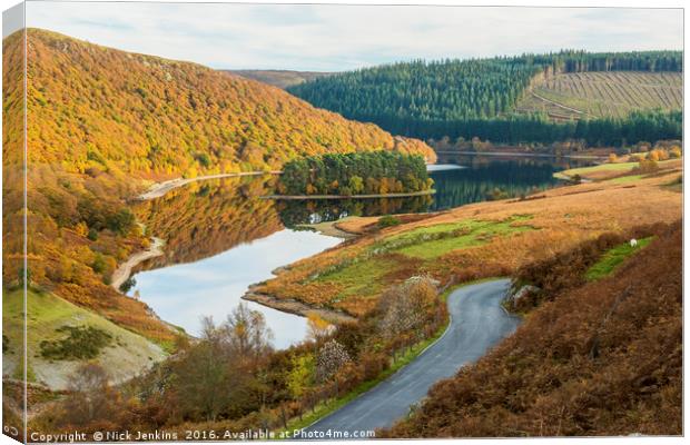 Looking Down the Elan Valley Powys in Autumn Canvas Print by Nick Jenkins
