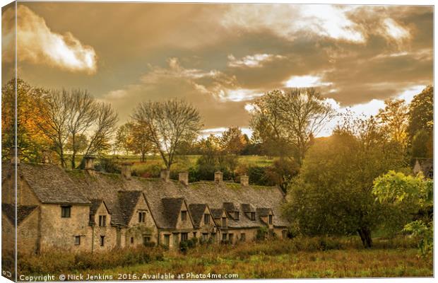 Arlington Row in Autumn Cotswolds Canvas Print by Nick Jenkins