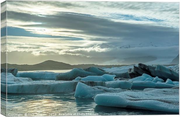 Jokulsarlon Glacial Lake in the Evening Iceland Canvas Print by Nick Jenkins