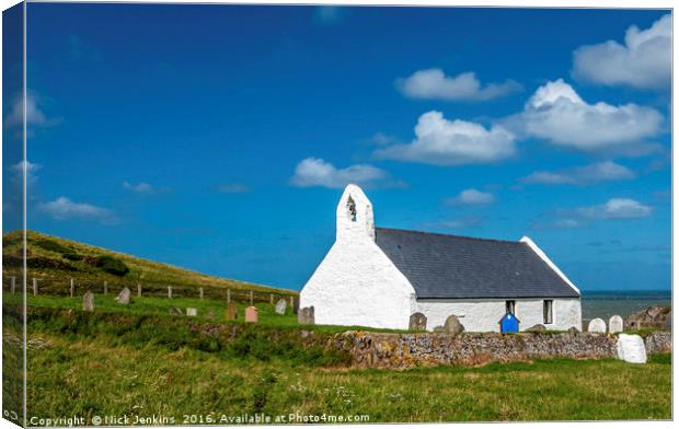Mwnt Church in Ceredigion West Wales Canvas Print by Nick Jenkins