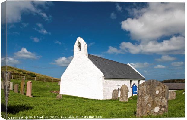 Mwnt Church in Ceredigion Canvas Print by Nick Jenkins