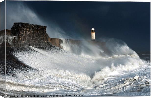 Stormy Seas at Porthcawl on the south Wales coast  Canvas Print by Nick Jenkins