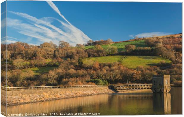 Talybont Reservoir and Dam Brecon Beacons  Canvas Print by Nick Jenkins