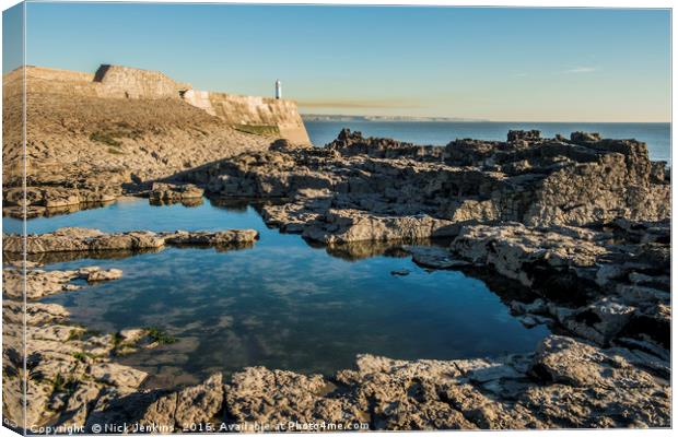 Porthcawl Breakwater and Coast South Wales Canvas Print by Nick Jenkins