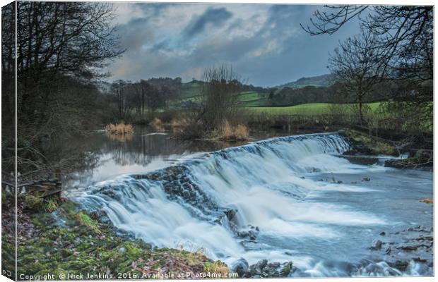 The Weir at Staveley Canvas Print by Nick Jenkins