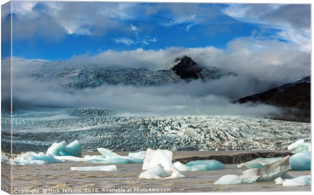 Fjallsarlon Glacial Lake and Glacier Iceland Canvas Print by Nick Jenkins