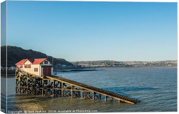 The Old Mumbles Lifeboat Station Swansea Bay  Canvas Print by Nick Jenkins